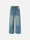 Faded Light Blue Wide-Leg Baggy Jeans