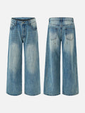 Faded Light Blue Wide-Leg Baggy Jeans