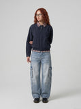 DAXUEN Light blue loose-fitting wide-leg cargo jeans — model photo