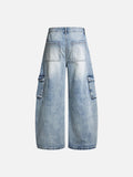 DAXUEN Light blue loose-fitting wide-leg cargo jeans