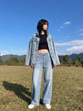 DAXUEN Light blue wide-leg denim jeans — model photo