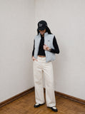 Faded Medium Blue Distressed Wide-Leg Jeans