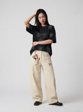 DAXUEN Faded crew neck t-shirt with 'MENTALITY' embroidery — model photo
