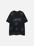 DAXUEN Faded crew neck t-shirt with 'MENTALITY' embroidery