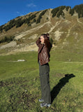 DAXUEN faded olive wide-leg cargo pants — model photo