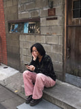 DAXUEN faded pink wide-leg pants with pockets — model photo