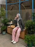 DAXUEN faded pink wide-leg pants with pockets — model photo