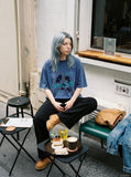 DAXUEN faded oversized pixelated graphic tee — model photo