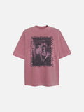 DAXUEN Faded plum oversized short-sleeved graphic t-shirt