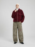 DAXUEN Faded polka dot wide leg pants with musical embroidery — model photo