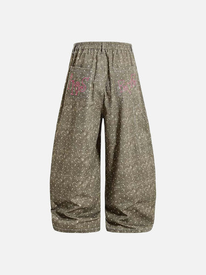 DAXUEN Faded polka dot wide leg pants with musical embroidery