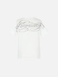 DAXUEN white T-shirt with faded portrait graphic and scribbles