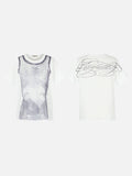 DAXUEN white T-shirt with faded portrait graphic and scribbles