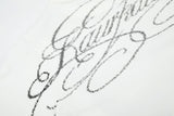 DAXUEN white T-shirt with faded portrait graphic and scribbles