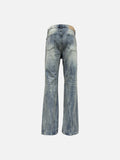 DAXUEN faded stone-wash distressed wide-leg jeans