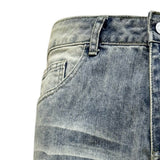 DAXUEN faded stone-wash distressed wide-leg jeans