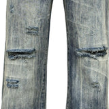DAXUEN faded stone-wash distressed wide-leg jeans
