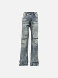 DAXUEN faded stone-wash distressed wide-leg jeans