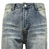 DAXUEN faded stone-wash distressed wide-leg jeans