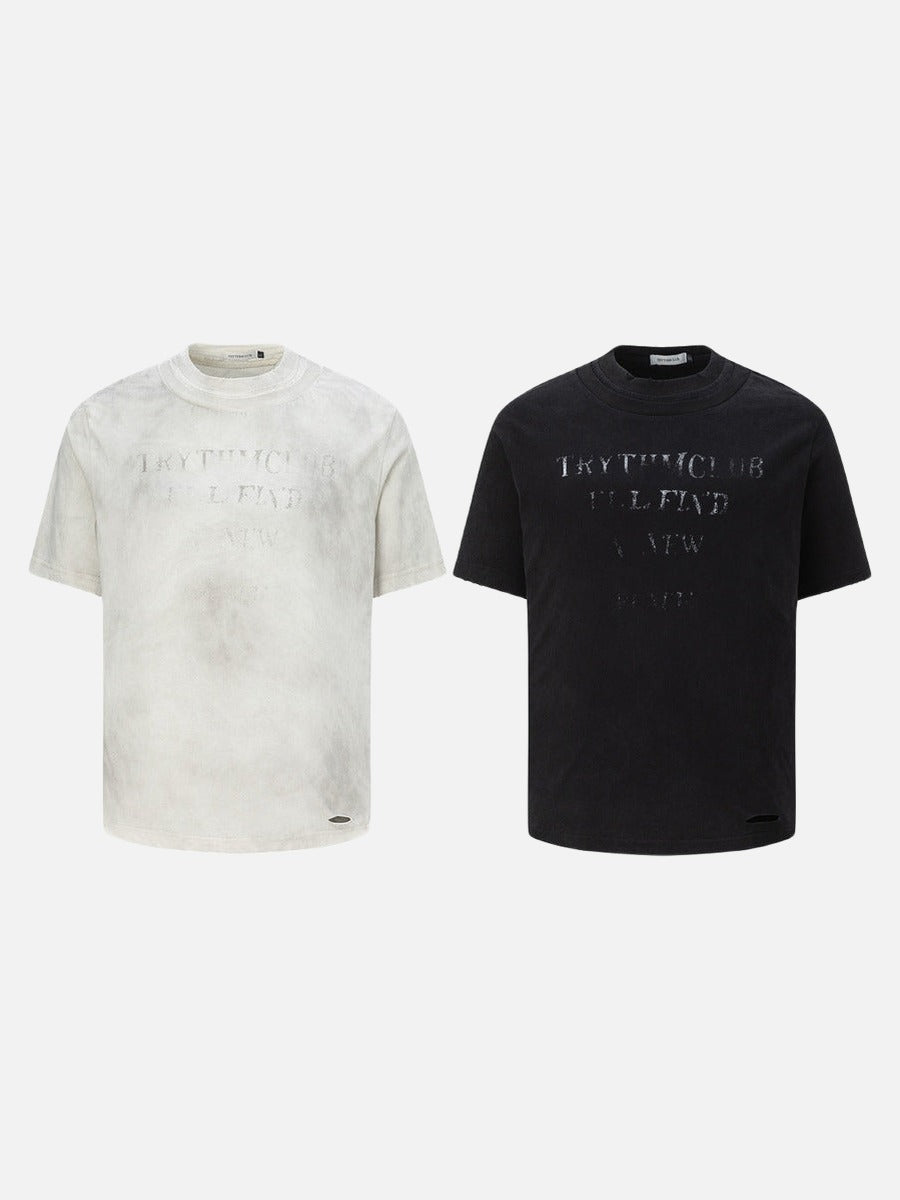 DAXUEN Faded text graphic short-sleeved T-shirt