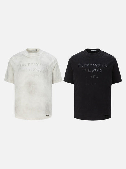DAXUEN Faded text graphic short-sleeved T-shirt