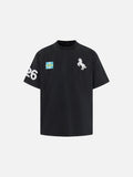DAXUEN Faded charcoal grey short-sleeved t-shirt with unicorn embroidery