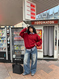 DAXUEN faded vintage blue wide-leg jeans — model photo
