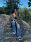 DAXUEN faded vintage blue wide-leg jeans — model photo