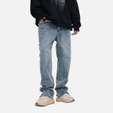 DAXUEN Faded vintage straight-leg denim jeans for men — model photo