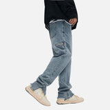 DAXUEN Faded vintage straight-leg denim jeans for men