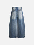 DAXUEN Pair of loose-fit wide-leg denim jeans in medium blue wash