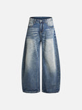 DAXUEN Pair of loose-fit wide-leg denim jeans in medium blue wash