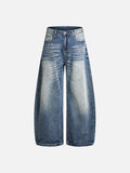 DAXUEN Pair of loose-fit wide-leg denim jeans in medium blue wash