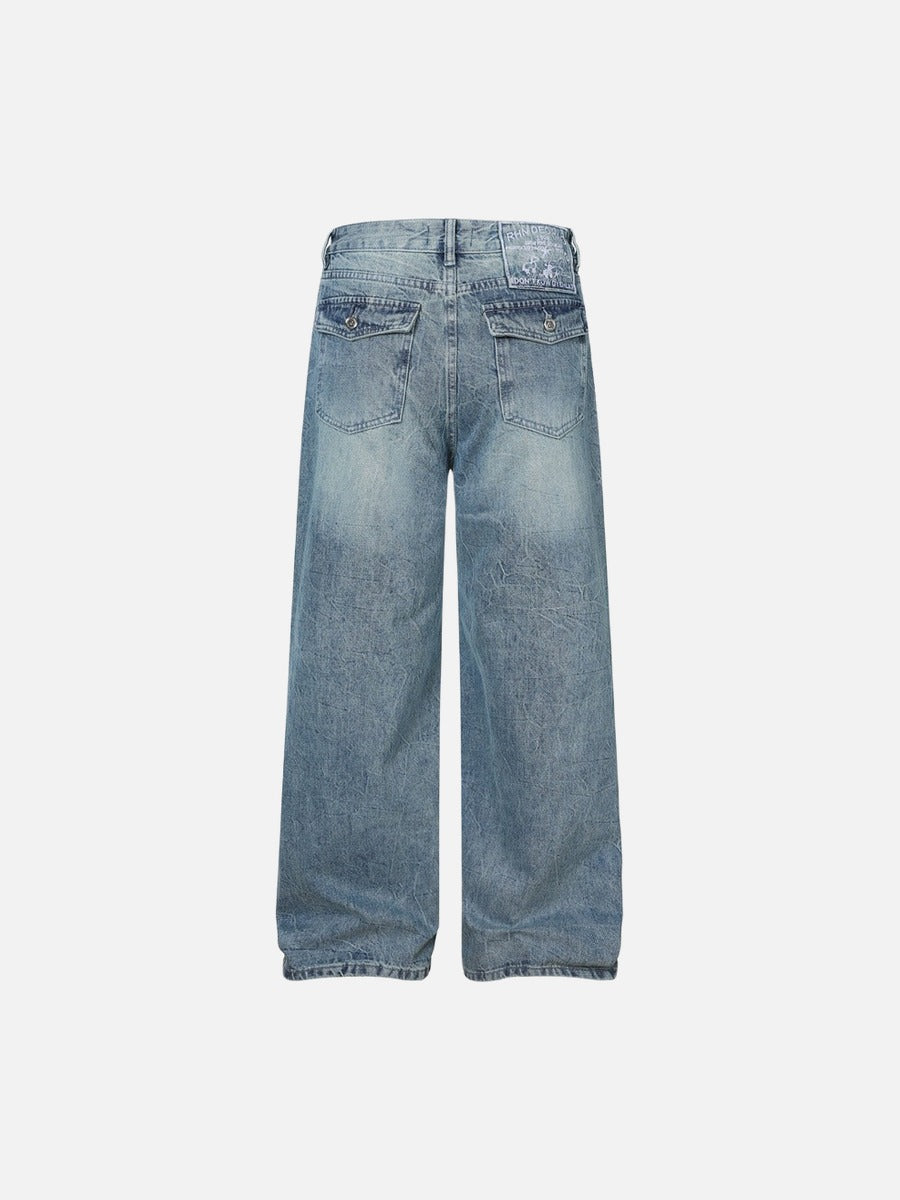 DAXUEN Faded wide-leg denim jeans