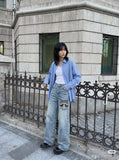 DAXUEN faded-wide-leg-denim-jeans-trousers — model photo