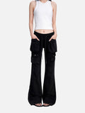 DAXUEN faded medium-dark blue wide-leg denim pants