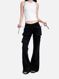 DAXUEN faded medium-dark blue wide-leg denim pants