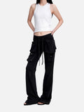 DAXUEN faded medium-dark blue wide-leg denim pants