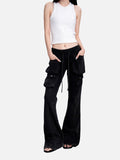 DAXUEN faded medium-dark blue wide-leg denim pants