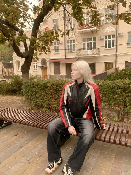 DAXUEN Faded wide-leg denim trousers with contrasting stitching — model photo