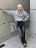 DAXUEN Faded wide-leg denim trousers with contrasting stitching — model photo