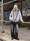 DAXUEN Faded wide-leg denim trousers with contrasting stitching — model photo