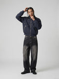 DAXUEN Faded wide-leg denim trousers with contrasting stitching — model photo