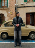 DAXUEN Faded wide-leg denim trousers with contrasting stitching — model photo