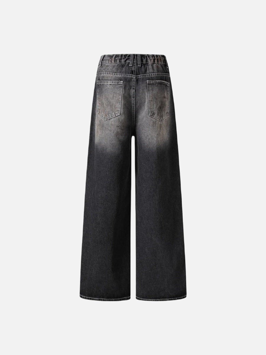 DAXUEN Faded wide-leg denim trousers with contrasting stitching