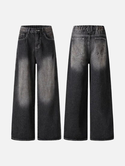 DAXUEN Faded wide-leg denim trousers with contrasting stitching