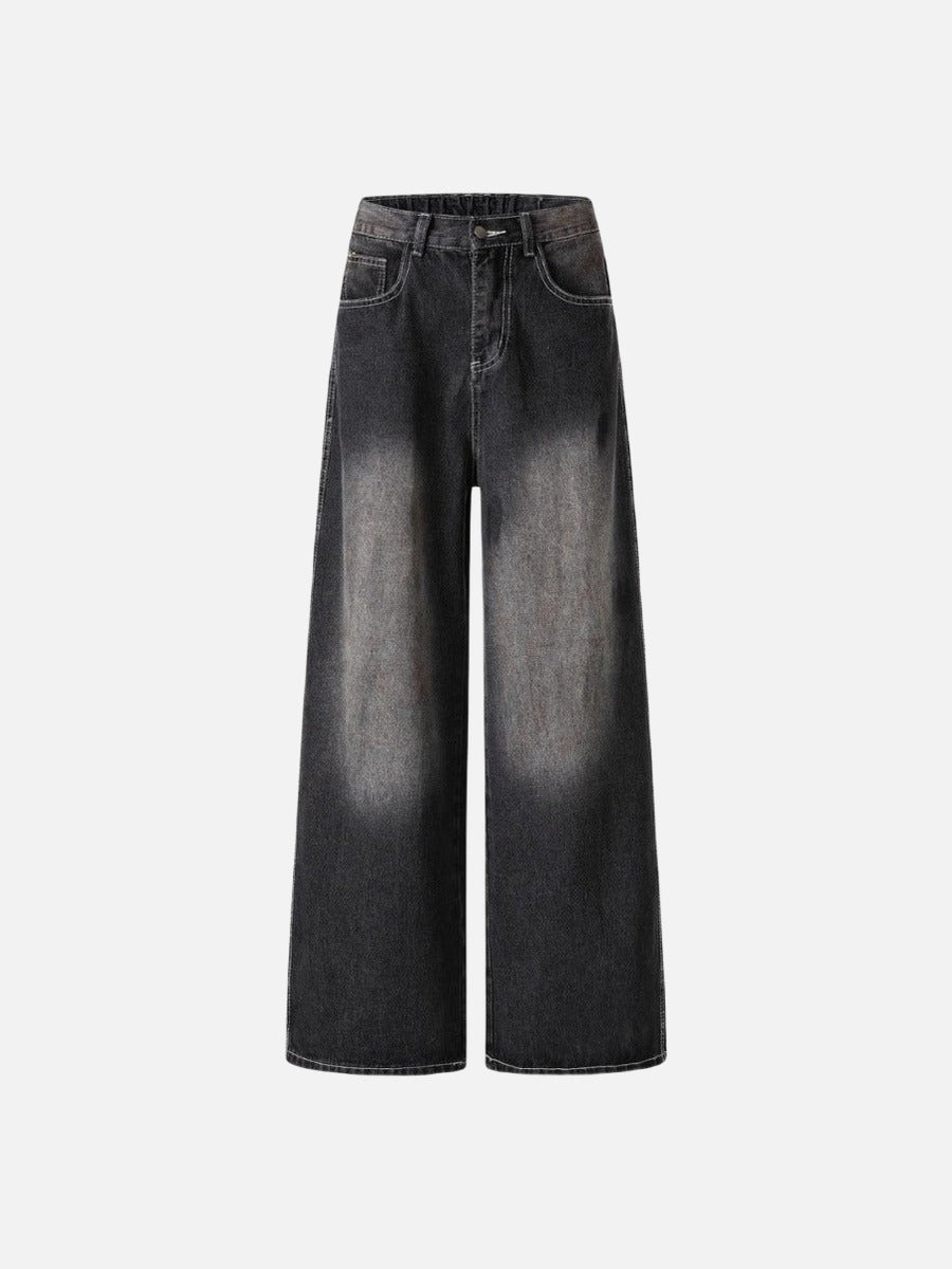 DAXUEN Faded wide-leg denim trousers with contrasting stitching