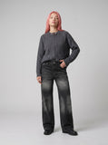 DAXUEN Faded wide-leg jeans in washed denim finishes — model photo