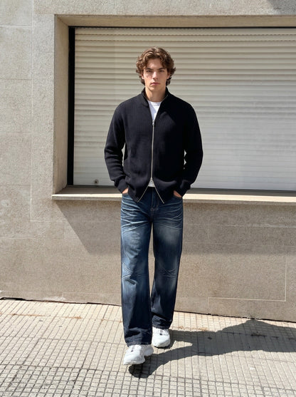 DAXUEN Faded wide-leg jeans in washed denim finishes — model photo