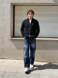 DAXUEN Faded wide-leg jeans in washed denim finishes — model photo